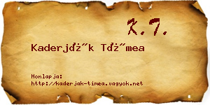 Kaderják Tímea névjegykártya
